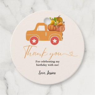 Fall pumpkin thank you birthday favor tags