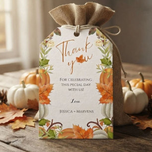 Fall pumpkin thank you wedding  gift tags