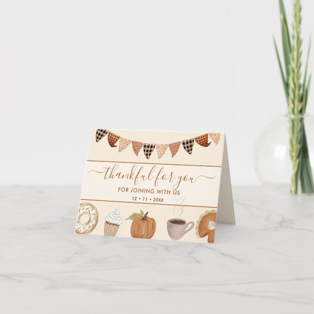 Fall Pumpkin Thankful For You Thanksgiving Party Thank You Card (Front)