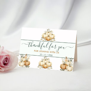 Fall Pumpkin Thankful For You Thanksgiving Party Thank You Card