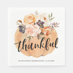 Fall Pumpkin Thankful Friendsgiving Thanksgiving Napkins