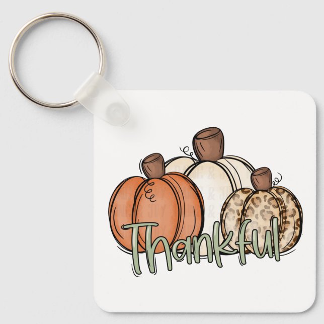 Fall Pumpkin ThankFul Simple Keychain (Front)