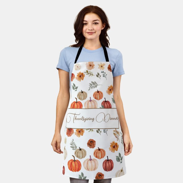 Fall Pumpkin Thanksgiving Dinner  Apron (Worn)