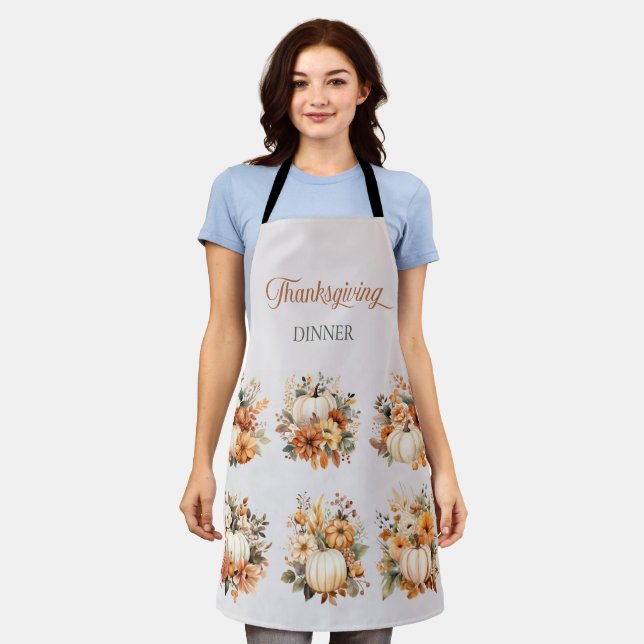 Fall Pumpkin Thanksgiving Dinner  Apron (Worn)