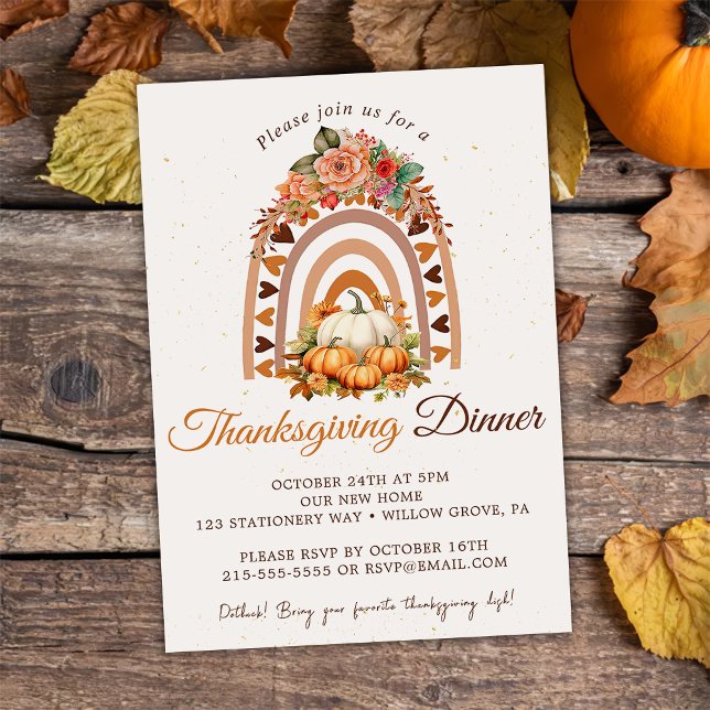 Fall Pumpkin Thanksgiving Dinner Party Invitation (Creator Uploaded)