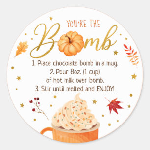 Fall Pumpkin Thanksgiving Hot Chocolate Bomb Classic Round Sticker