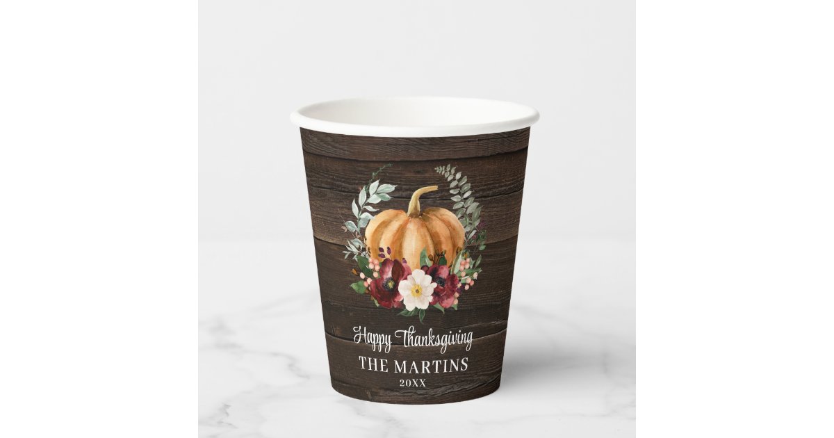Fall Pumpkin Thanksgiving Paper Cups | Zazzle