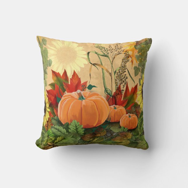 Fall Pumpkin Throw Pillow (Front)