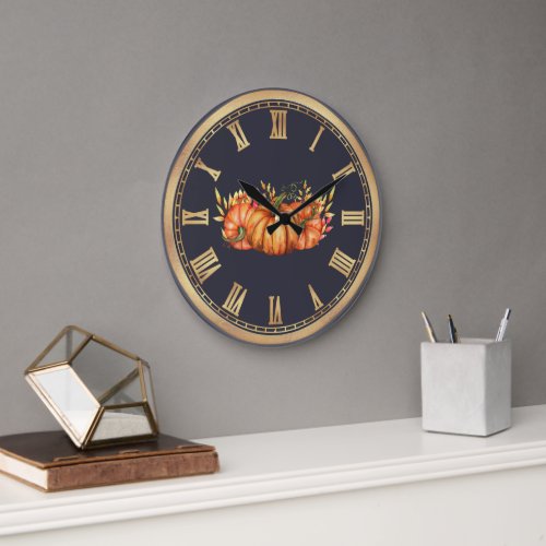 Fall Pumpkin Trio Large Clock