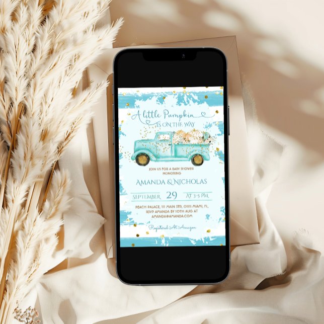 Fall Pumpkin Truck Baby Shower  Invitation (Creator Uploaded)