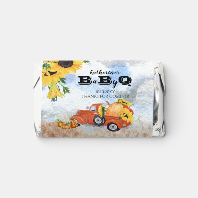 Fall Pumpkin Truck | Sunflowers Baby BBQ Shower Hershey's Miniatures (Front)