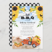 Fall Pumpkin Truck | Sunflowers Baby BBQ Shower Invitation