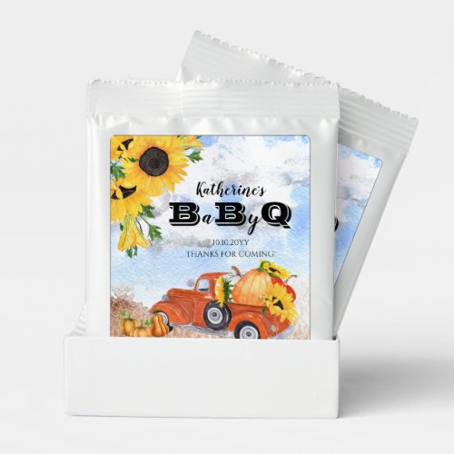 Fall Pumpkin Truck  Sunflowers Baby BBQ Shower Lemonade Drink Mix