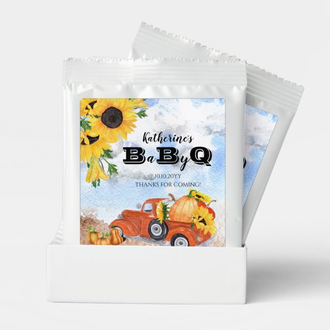 Fall Pumpkin Truck | Sunflowers Baby BBQ Shower Lemonade Drink Mix (Pair)