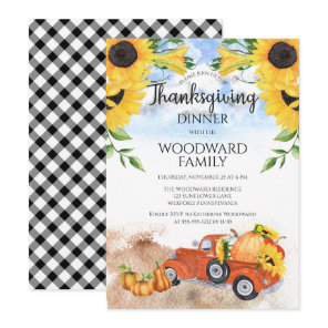 Fall Pumpkin Truck| Sunflowers Thanksgiving Dinner Invitation