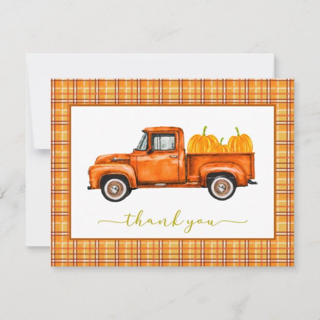Fall Pumpkin Truck Thank You Card (Front)