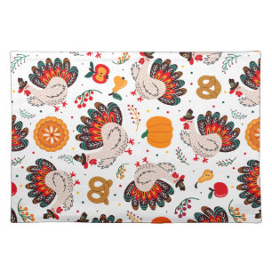 Fall Pumpkin Turkey Dinner Cloth Placemat