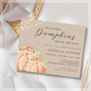 Fall Pumpkin Twin Baby Shower Invitation