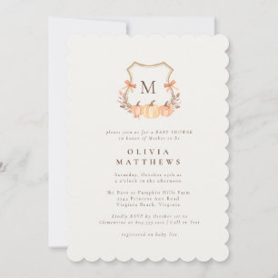 Fall Pumpkin Watercolor Coquette Bows Baby Shower  Invitation