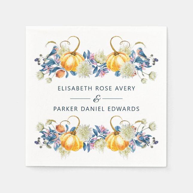 Fall Pumpkin Wedding Custom Napkins (Front)