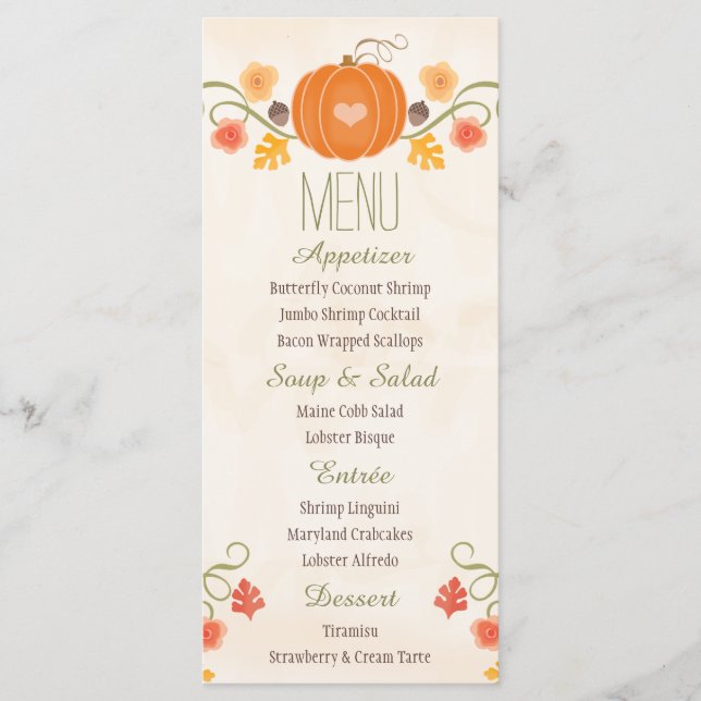 Fall Pumpkin Wedding Menu (Front)