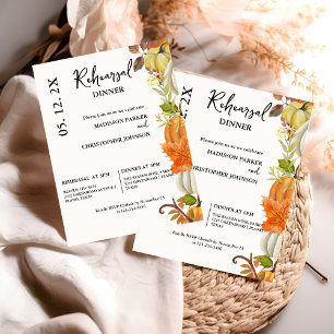 Fall Pumpkin Wedding Rehearsal dinner Invitation