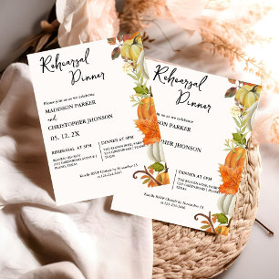 Fall Pumpkin Wedding Rehearsal dinner Invitation