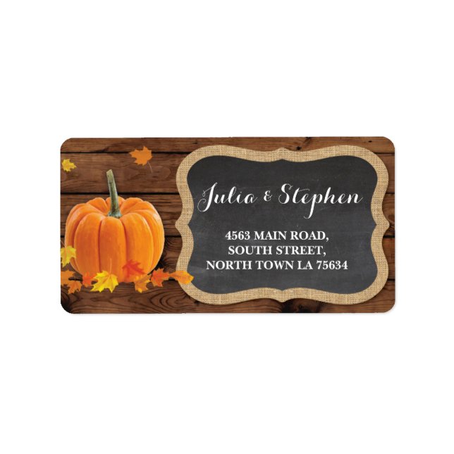 Fall Pumpkin Wedding Return Address Label Chalk (Front)