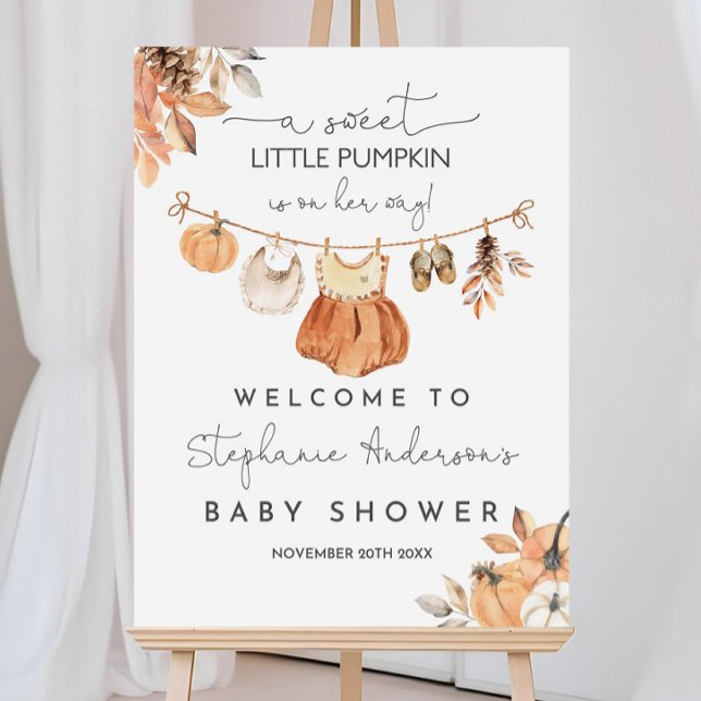 Fall Pumpkin Welcome Sign Baby Clothes Baby Shower (Creator Uploaded)