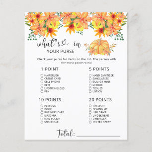 Fall pumpkin whats in your purse baby shower