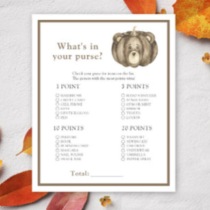 Fall pumpkin. Whats in your purse baby shower game