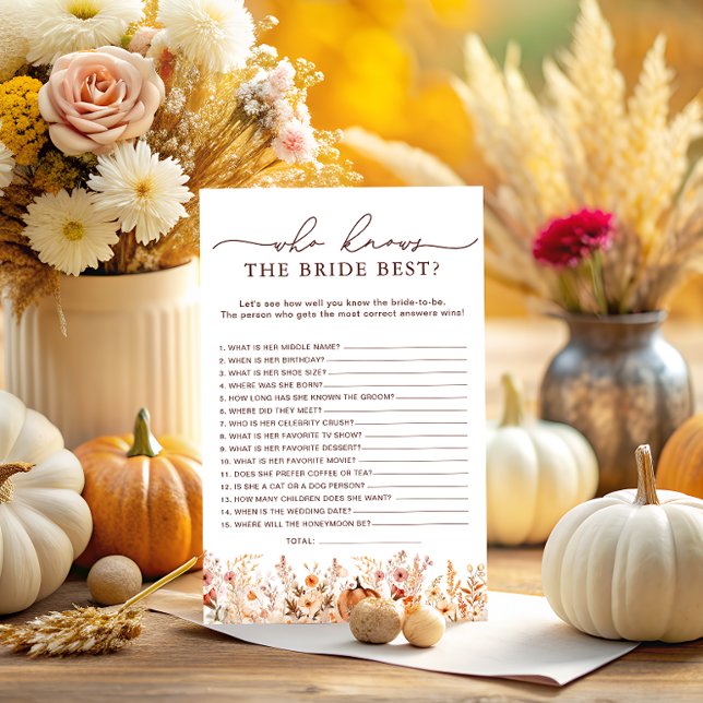 Fall Pumpkin Who Knows Bride the Best Shower Game (Creator Uploaded)
