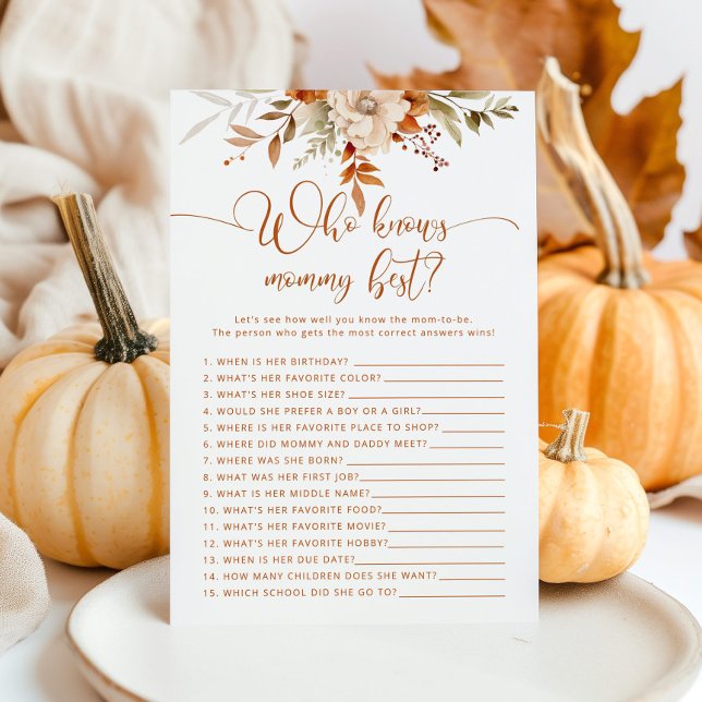 Fall pumpkin Who knows mommy best shower game (Creator Uploaded)