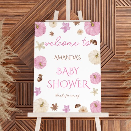 Fall Pumpkin Wildflower Baby Shower Welcome Sign