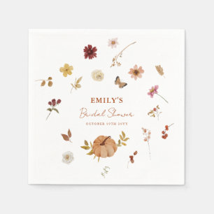 Fall Pumpkin Wildflower Bridal Shower Napkins