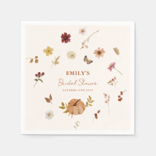 Fall Pumpkin Wildflower Bridal Shower Napkins