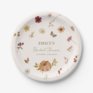 Fall Pumpkin Wildflower Bridal Shower Paper Plates