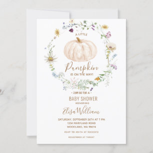 Fall Pumpkin Wildflower is on the way Baby Shower Invitation