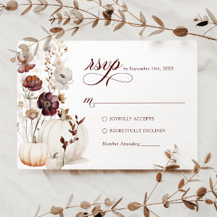 Fall Pumpkin Wildflower Wedding RSVP Card