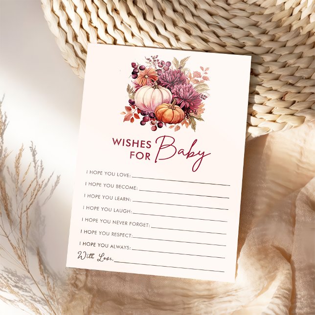 Fall Pumpkin Wishes For Baby Shower Game Card (Creator Uploaded)