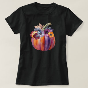 Fall Pumpkin with Flowers T-Shirt
