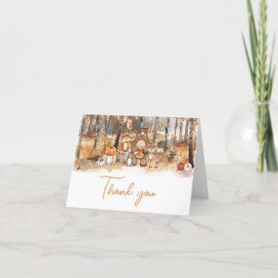 Fall Pumpkin Woodland Animals Baby Shower Letterpress Thank You Card