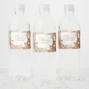 Fall Pumpkin Woodland Animals Baby Shower Water Bottle Label