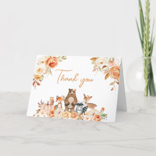 Fall Pumpkin Woodland Baby Shower Letterpress Thank You Card