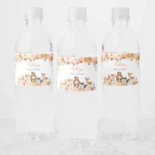 Fall Pumpkin Woodland Baby Shower Water Bottle Label