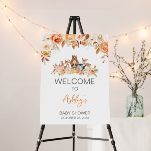 Fall Pumpkin Woodland Baby Shower Welcome Sign