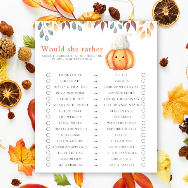 Fall pumpkin / Would She Rather Baby Shower Game (Creator Uploaded)