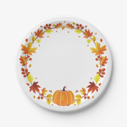 Fall Pumpkin Wreath Paper Plates