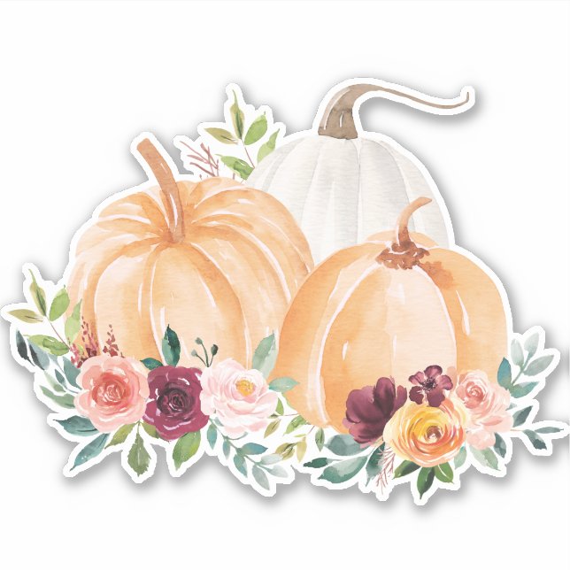 Fall Pumpkins and Boho Flowers Sticker (Front)