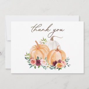 Fall Pumpkins and Boho Flowers Thank you Card